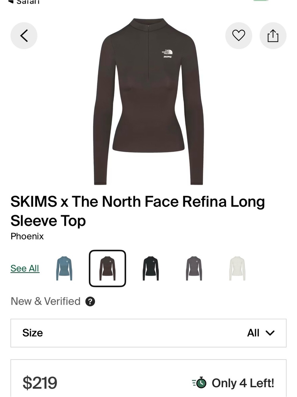 SKIMS x The North Face Refina Long Sleeve Top - Phoenix Brown